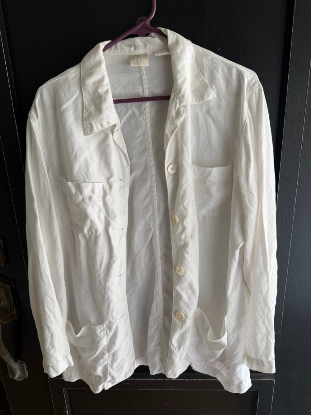 GAP White Lightweight Button-Front Shirt Jacket